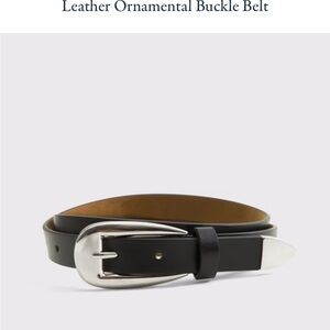 Black Leather Belt with Silver Buckle
